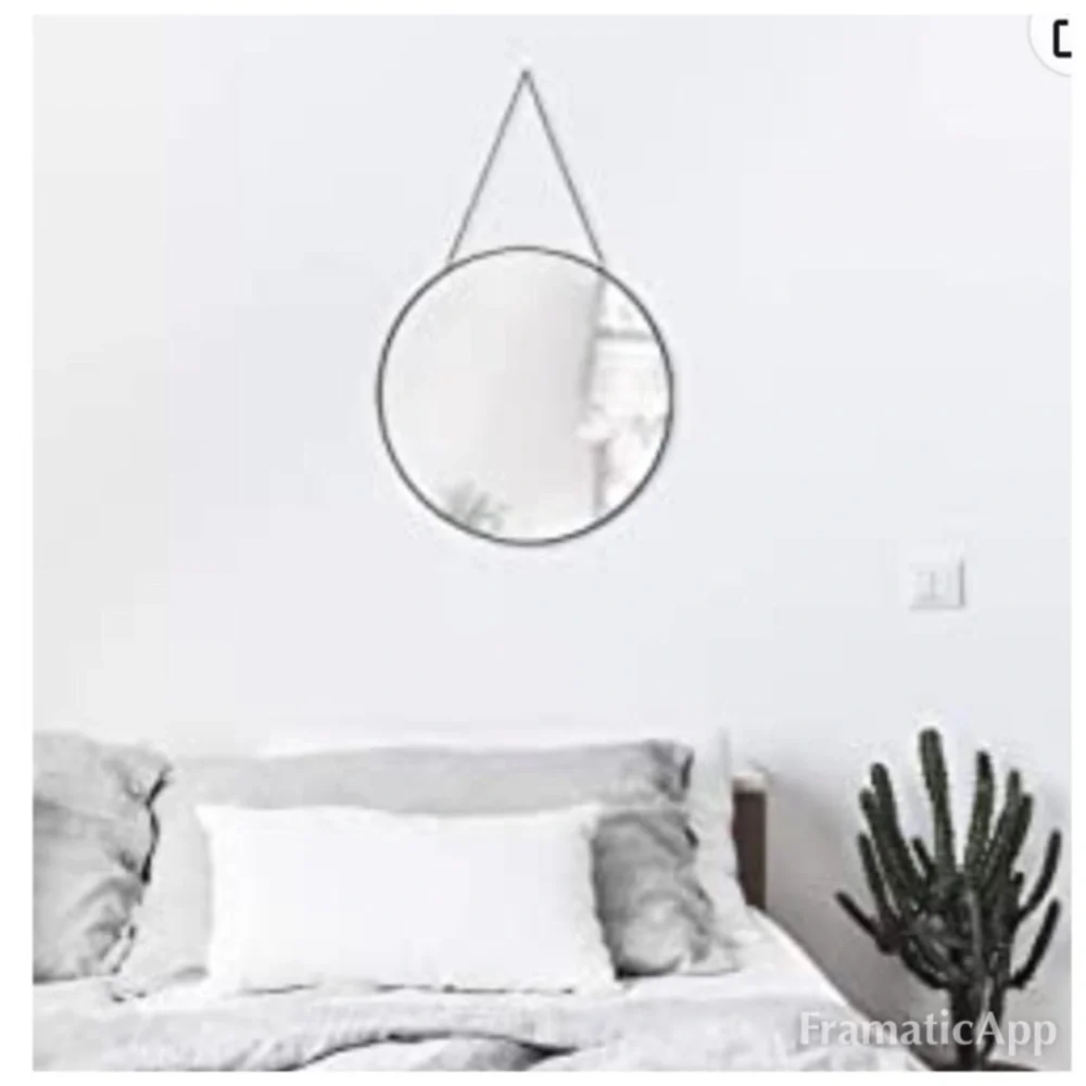 Black Chain Hanging Circle Mirror